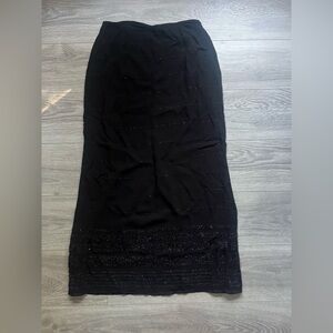 Vintage Andrea Polizzi for Rex Lester Black Maxi Skirt Beaded Slit Size 10 Glam